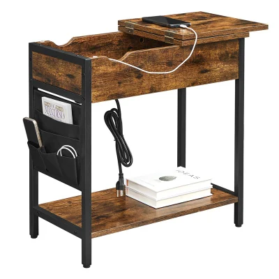 Боковые столики с откидной крышкой для прикроватного смарт-приставного столика с зарядным устройством USB