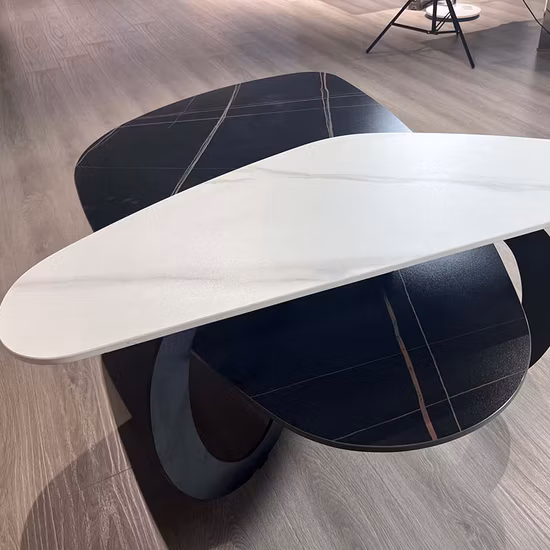 Итальянский импортный чайный столик из спеченного камня, простой дизайн, черная шлифованная углеродистая сталь, журнальный столик специальной формы для гостиной